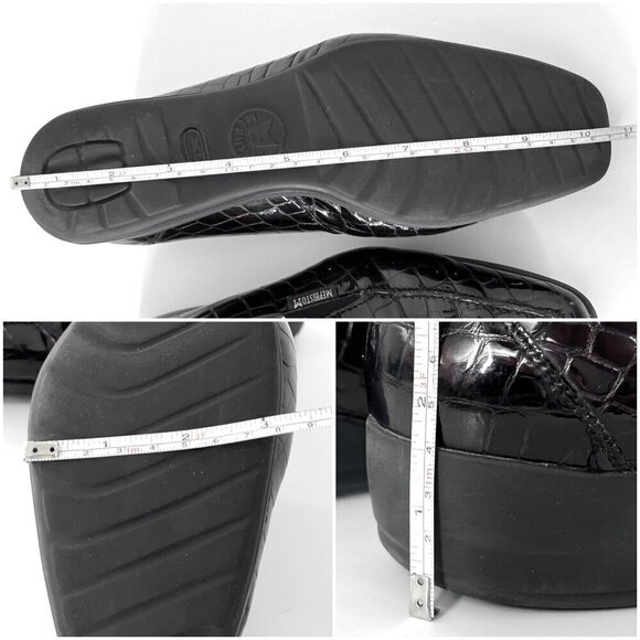 Mephisto Croc Emboss Patent Dark Red Black Leather Wedge Slip On Loafers Sz 9.5 - Picture 12 of 14